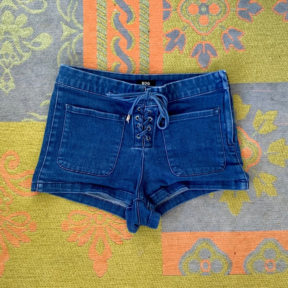 Lace Up Jean Shorts